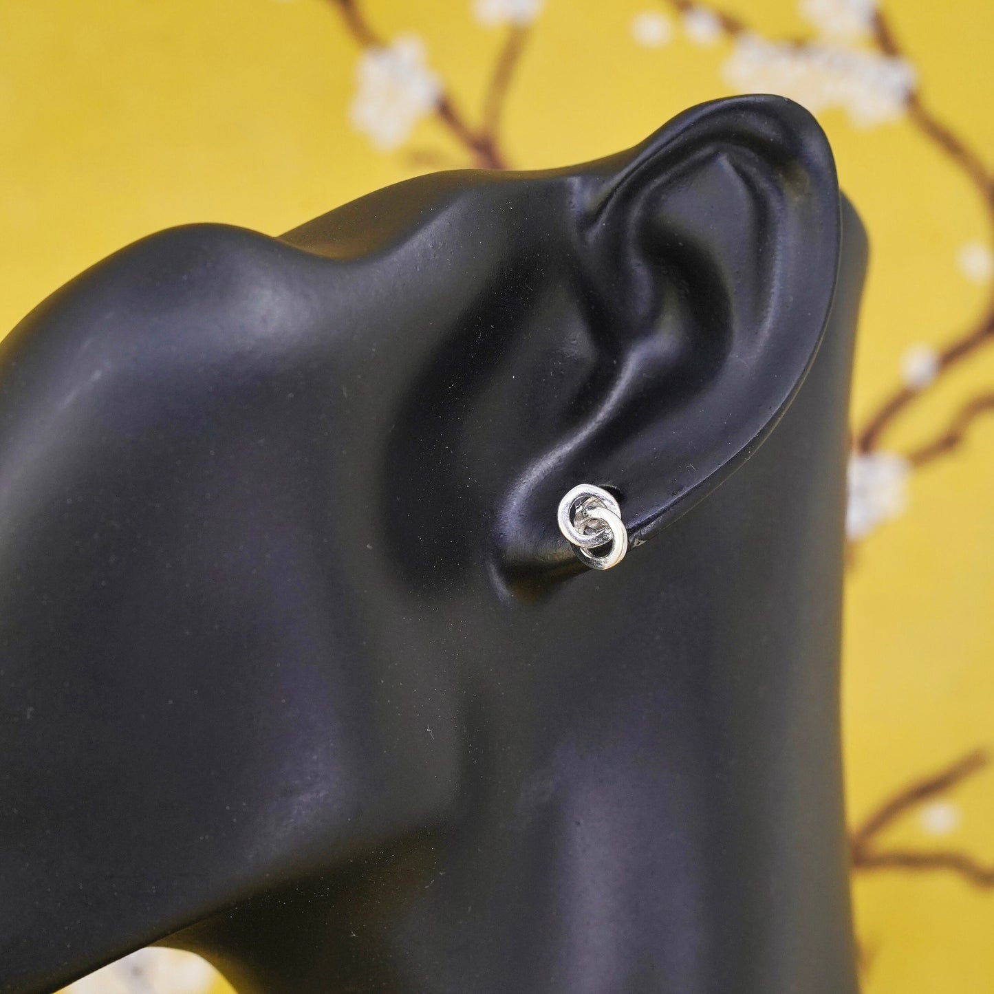 vintage Sterling silver handmade earrings, 925 entwined studs