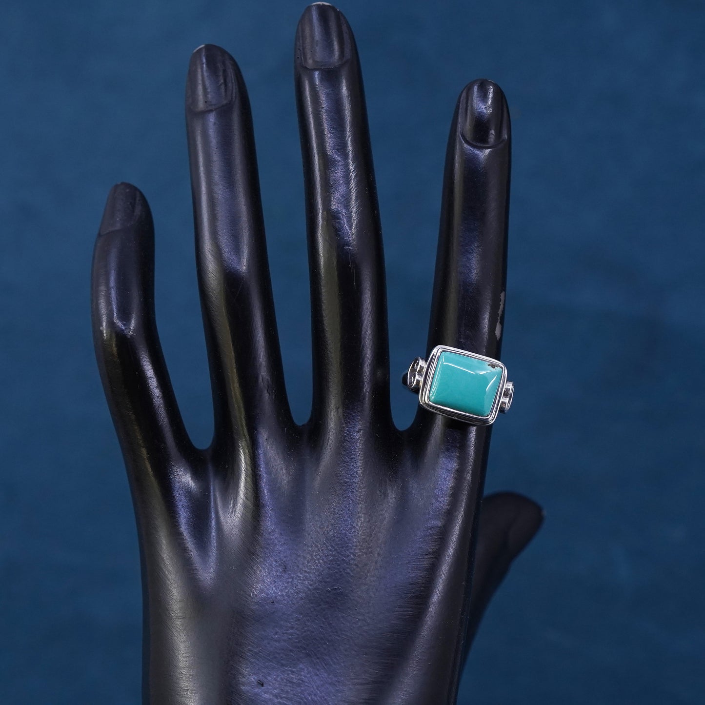 Size 6, Native American, southwestern Sterling silver handmade ring turquoise