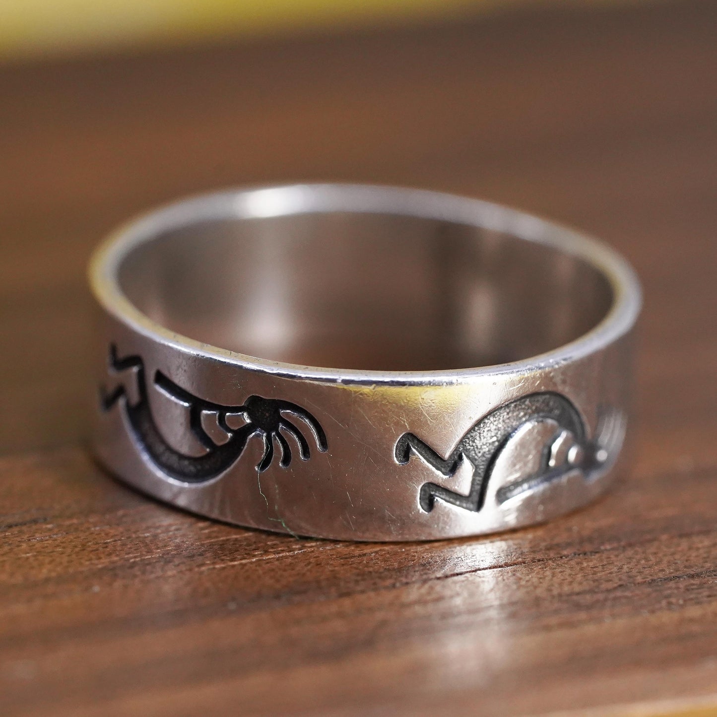 Size 8, VTG Wheeler jewelry Sterling silver handmade ring, 925 kokopelli band