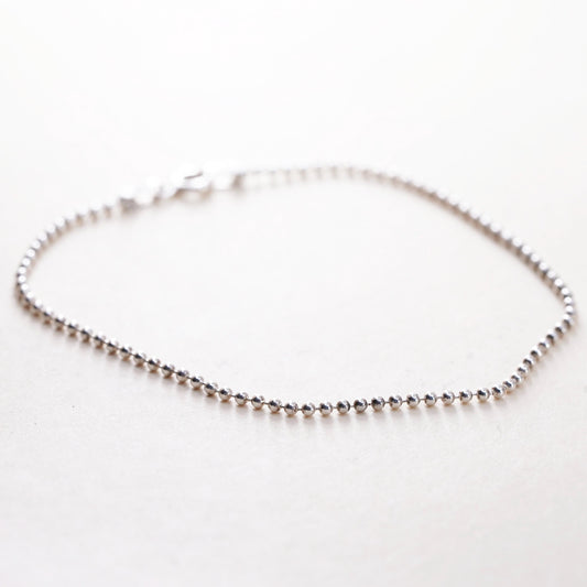6.75”, 1mm, Vintage sterling silver bracelet, 925 bead chain