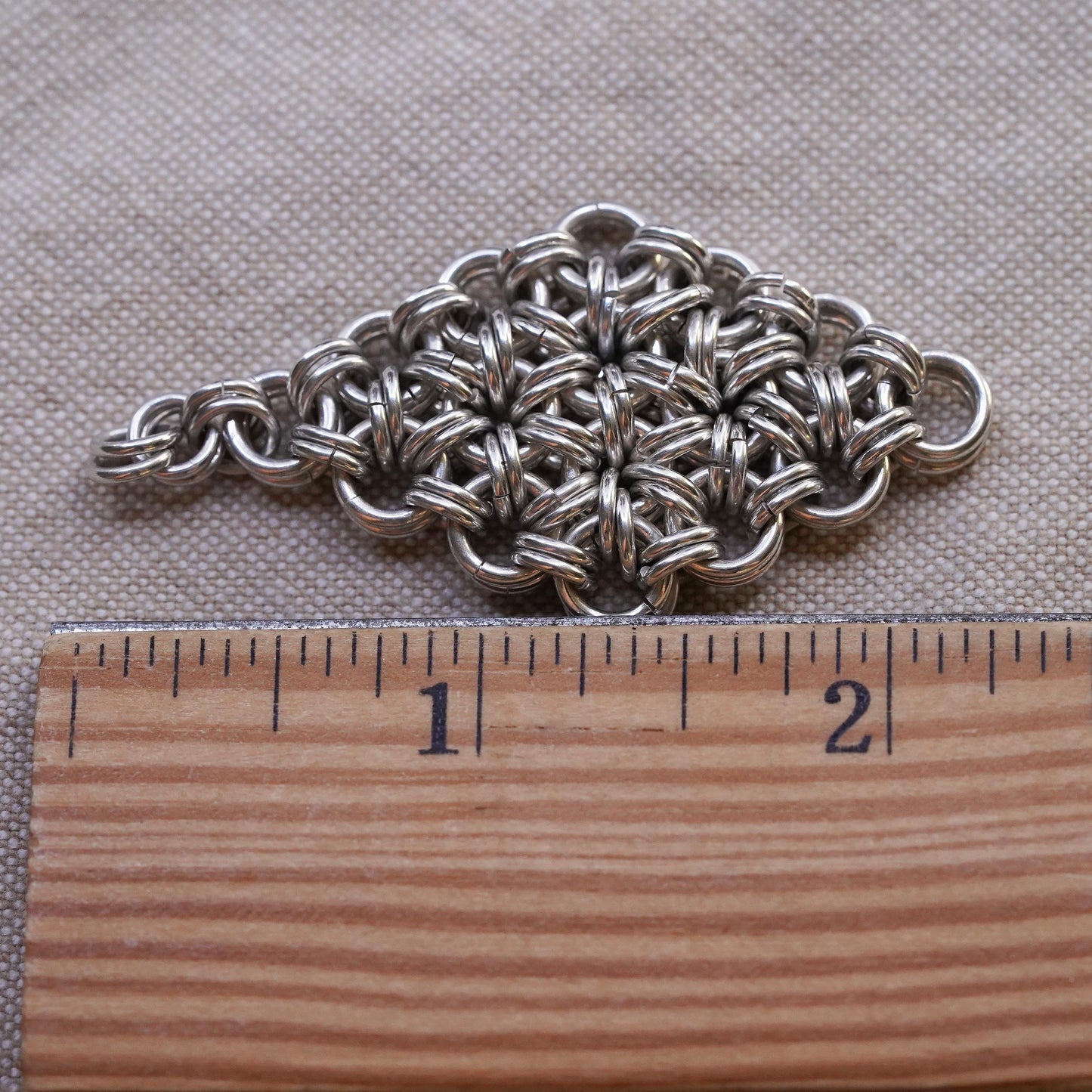 Vintage sterling silver handmade pendant, 925 silver cluster jump ring charm