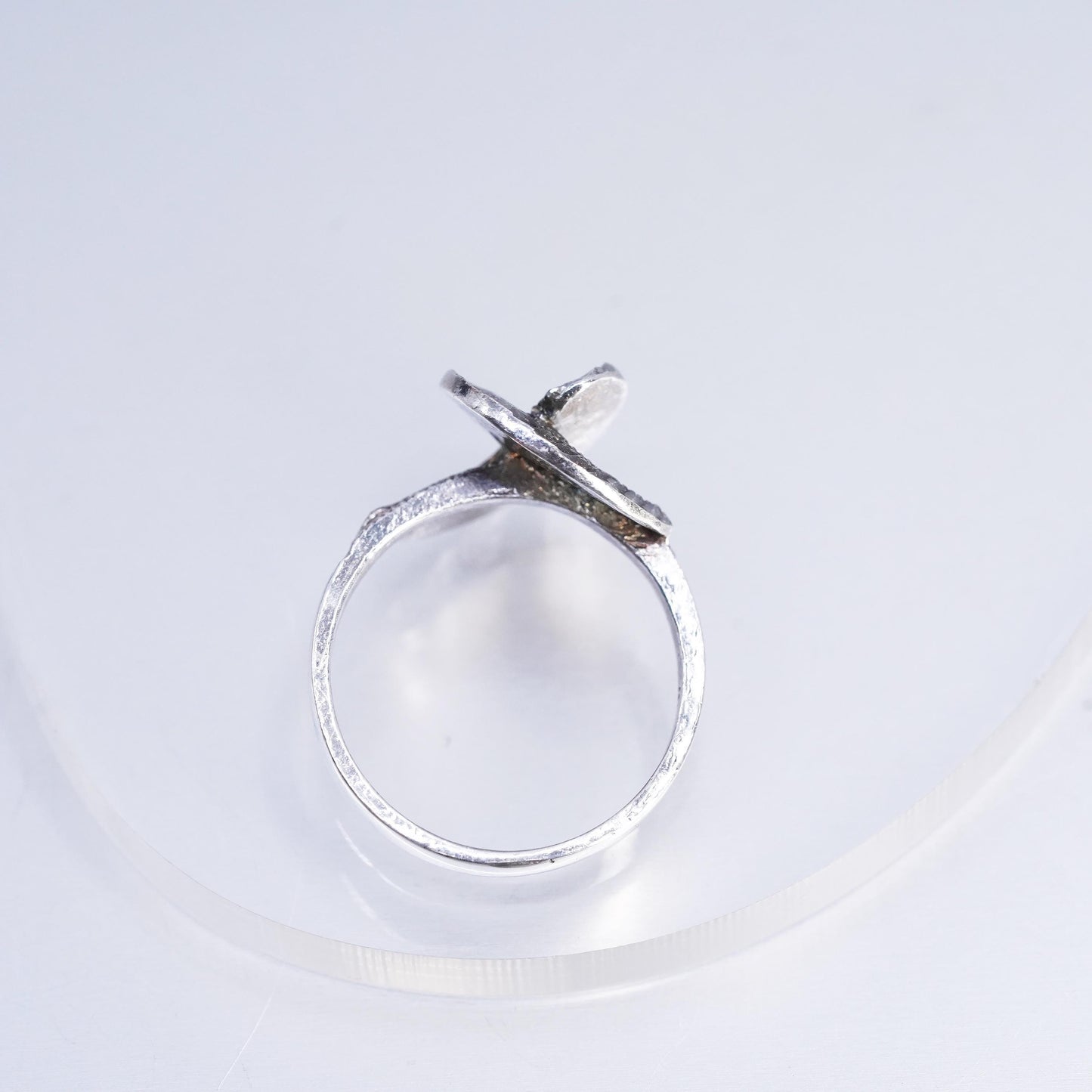 Size 7, vintage Sterling 925 silver handmade textured wings ring