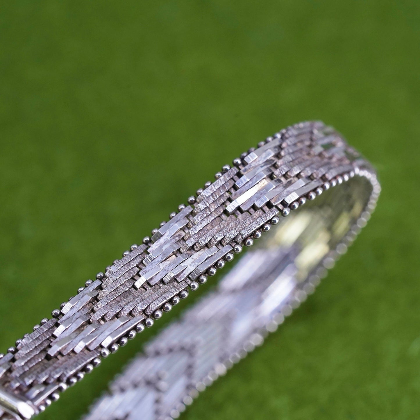6.75", 8mm, Vintage sterling silver handmade bracelet, 925 silver Riccio chain
