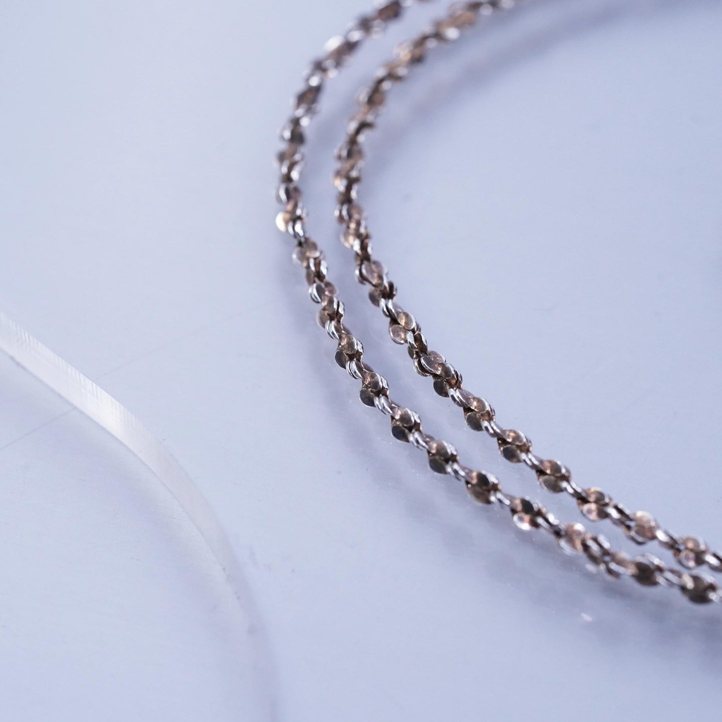 30” 2mm, vintage Sterling 925 silver bold twisted s link chain necklace