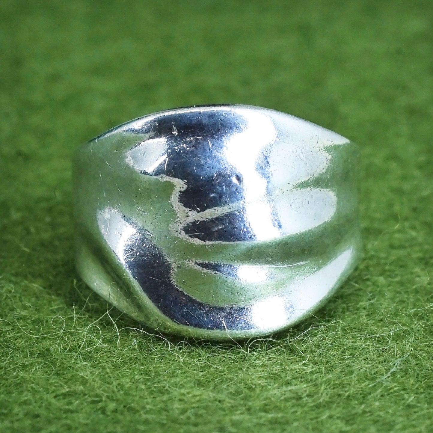 Size 6.5, vintage sterling silver handmade wrinkly ring, 925 wide band