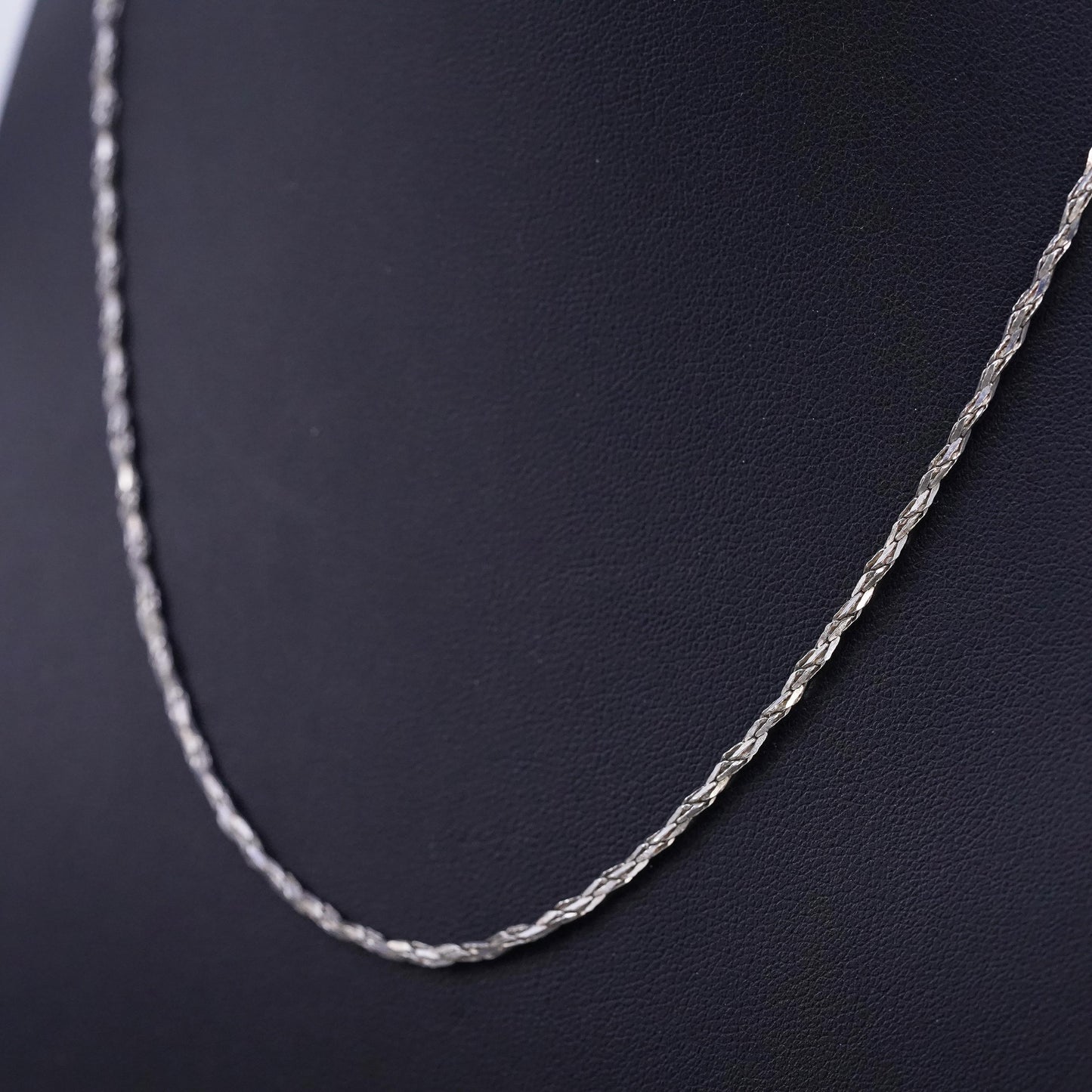 18" 2mm, vintage Italian Sterling 925 silver twisted chain necklace