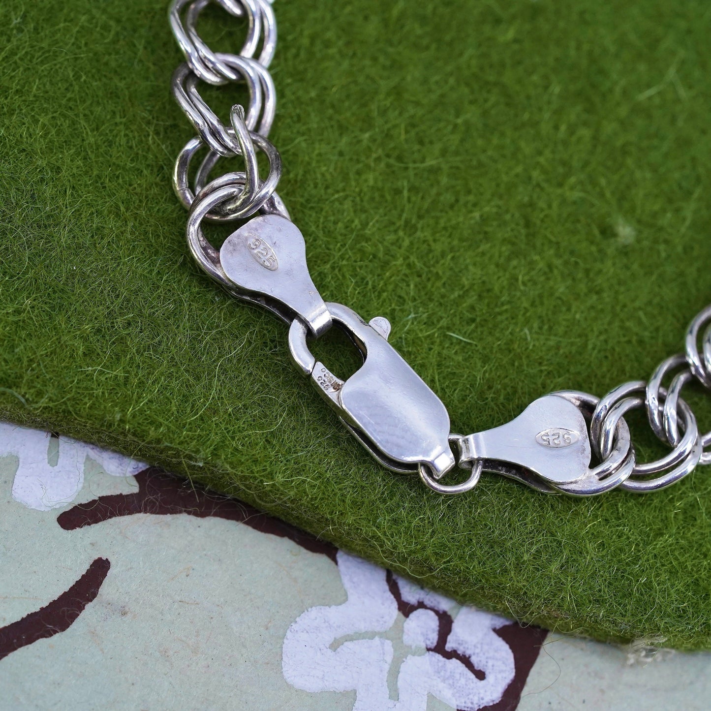 7.75", 8mm, Vintage sterling silver bracelet, 925 double curb chain