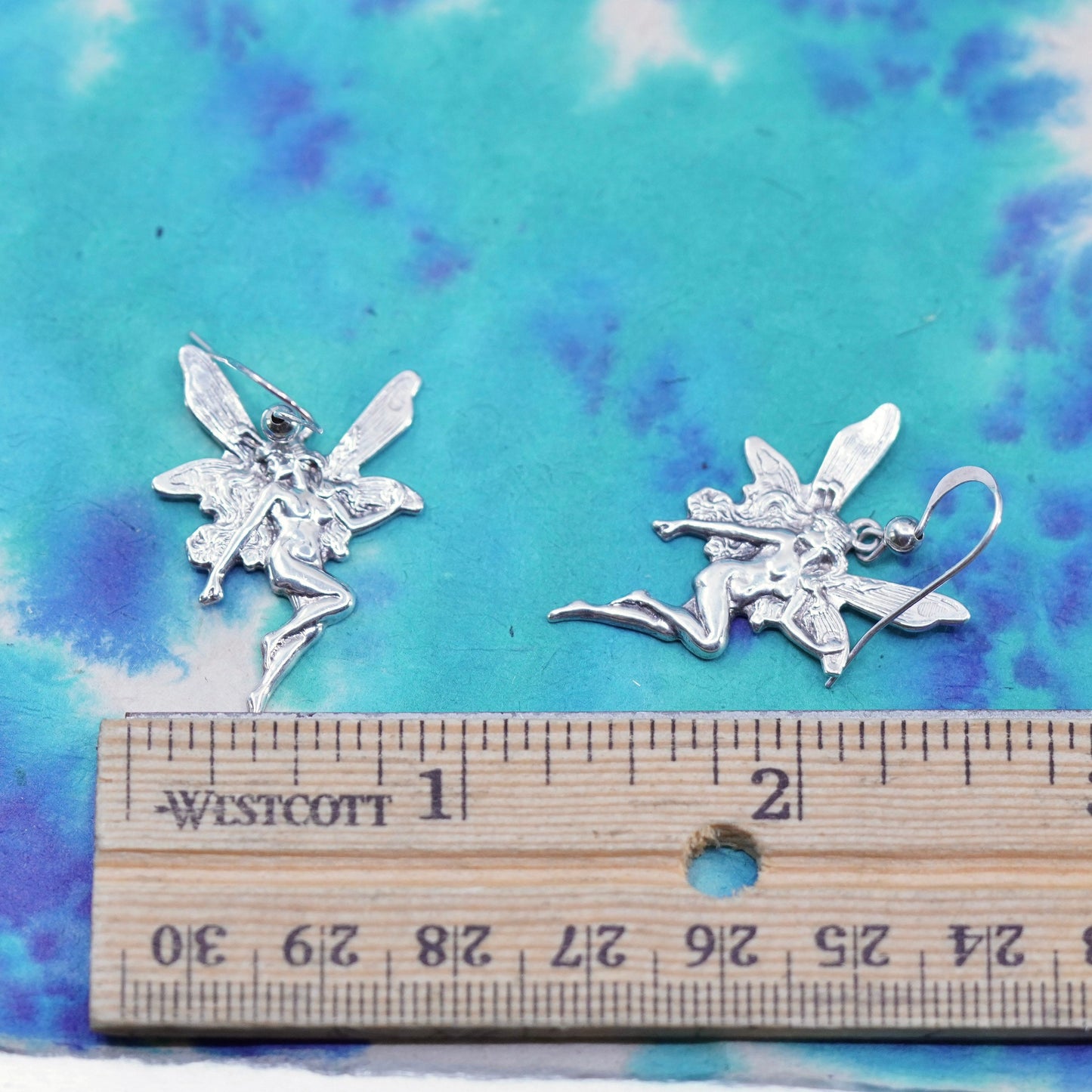 Vintage Sterling silver handmade earrings, 925 fairy dangles