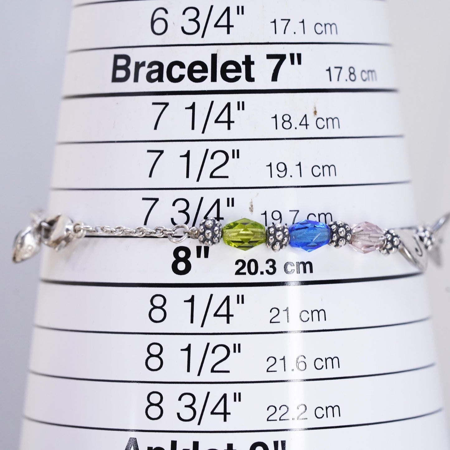 7+1”, Lenox USA Sterling silver bracelet, 925 name Jacob heart charm crystal