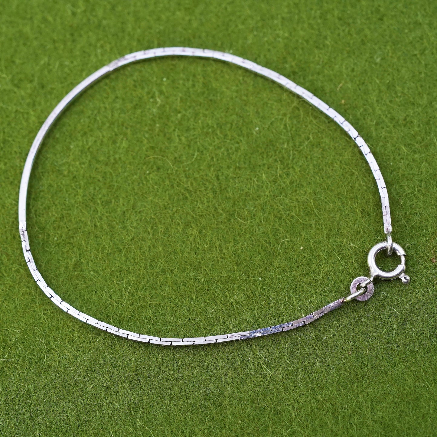 7.5” 1mm, vintage Sterling silver bracelet, 925 silver square snake chain