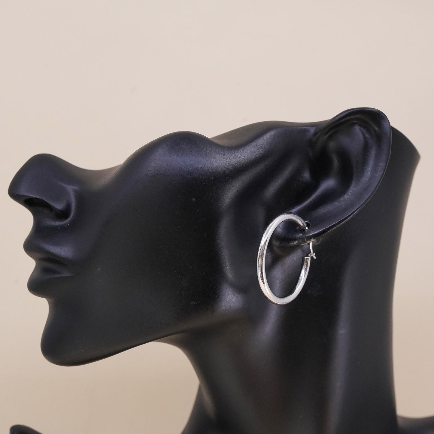 1.25", Vintage sterling silver loop single earring, bold minimalist hoop