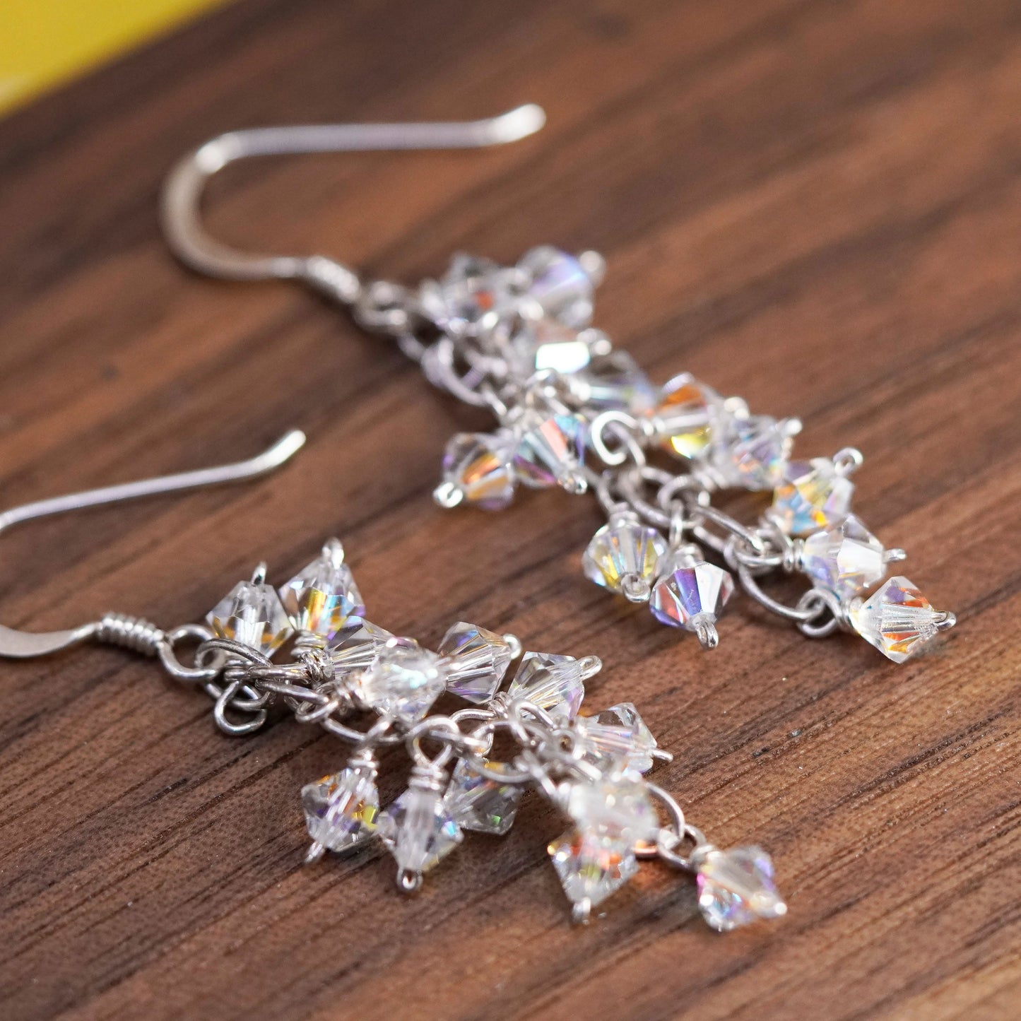 vintage Sterling 925 silver earrings with cluster cz