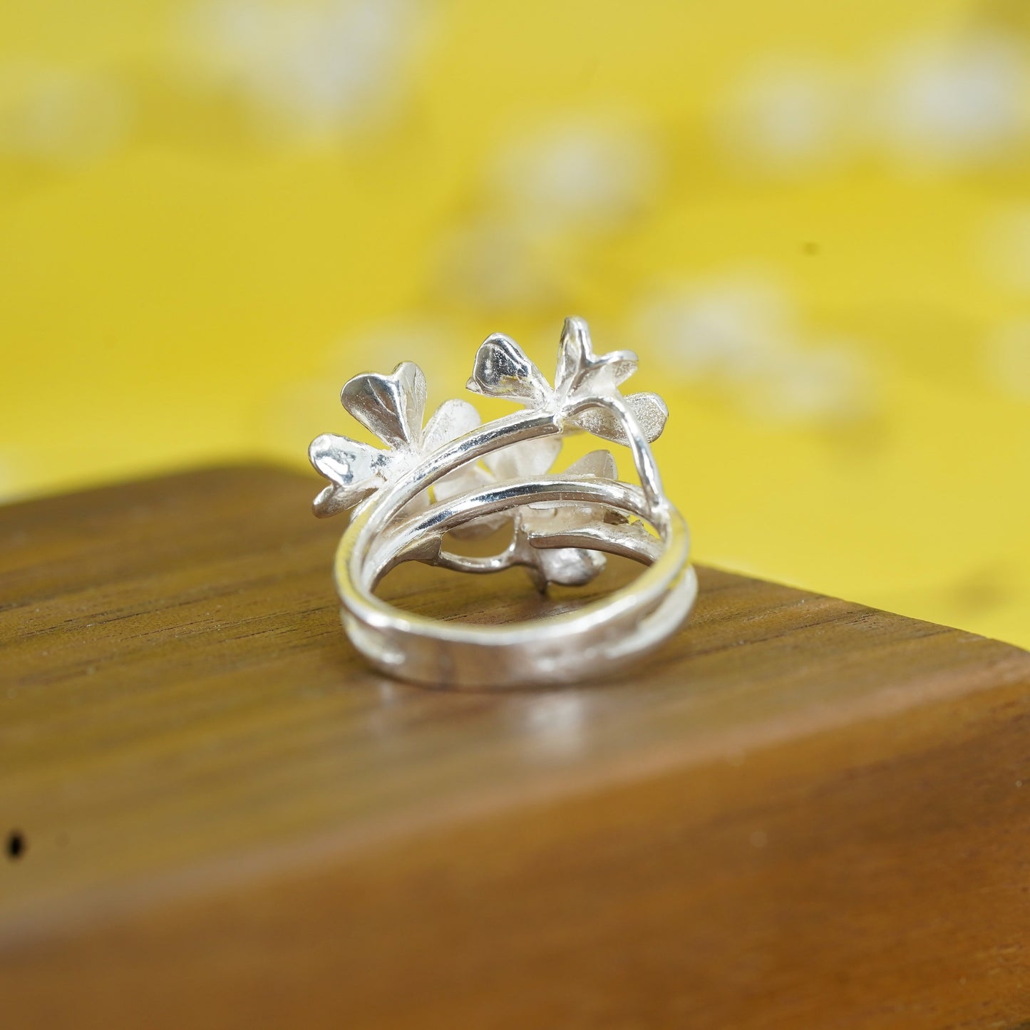 Size 5.5, vintage Sterling 925 silver cluster plumeria flower ring