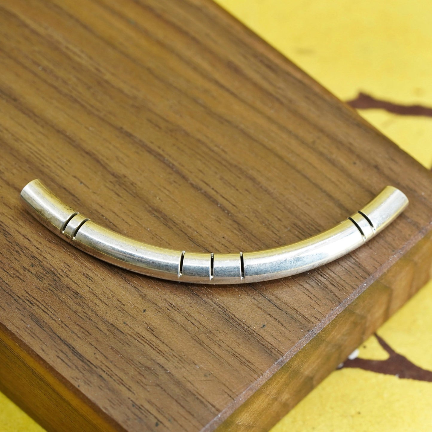 Vintage modern elegant curvy Sterling silver 925 tube pendant