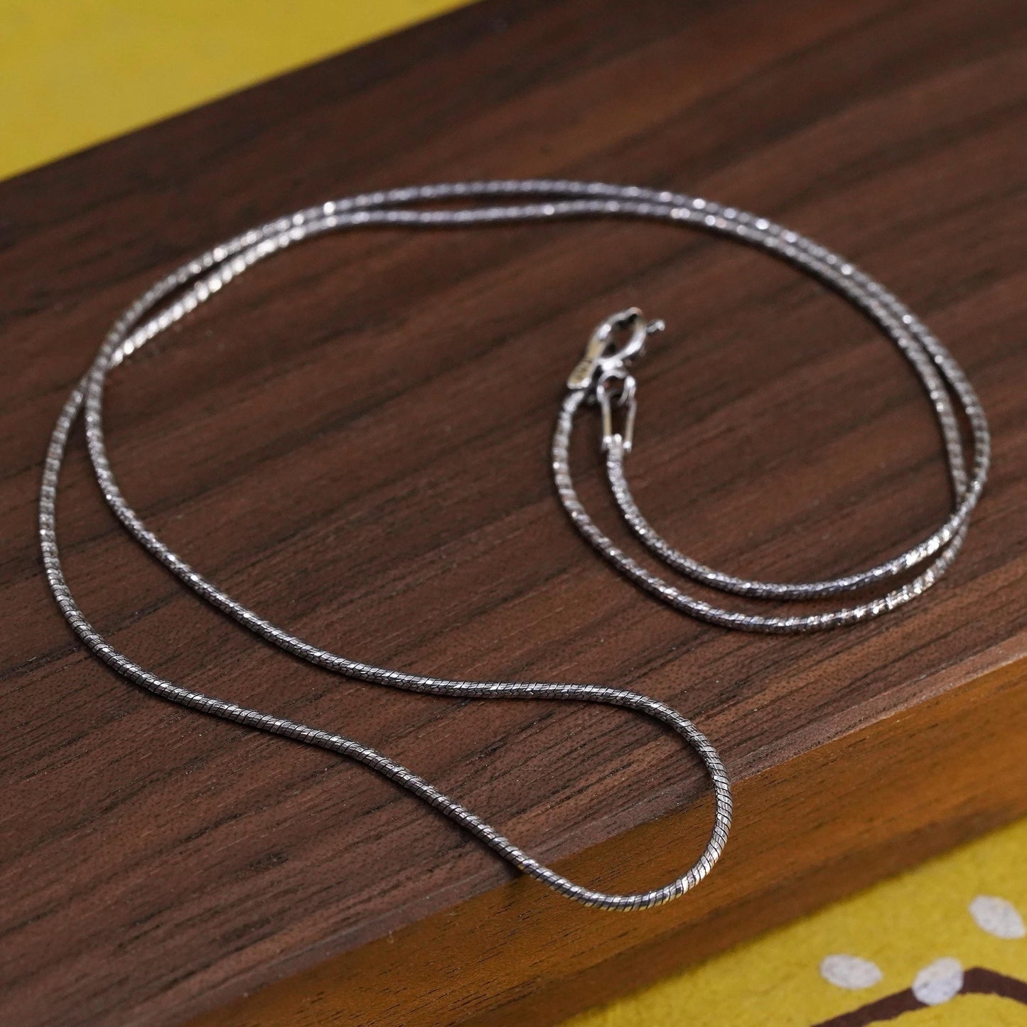 16”, vintage Italian Sterling silver textured snake chain, Italy 925 necklace