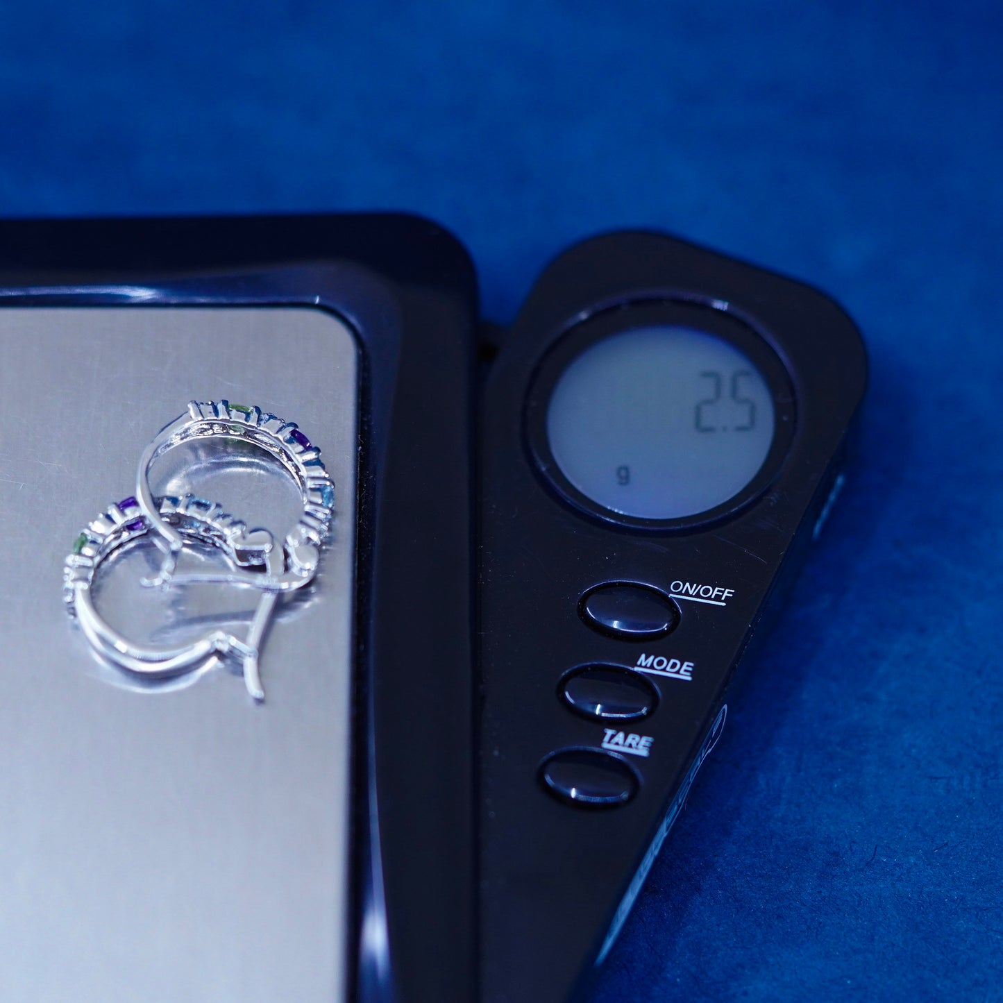 0.5”, Sterling silver hoop earrings, 925 huggie diamond amethyst topaz peridot