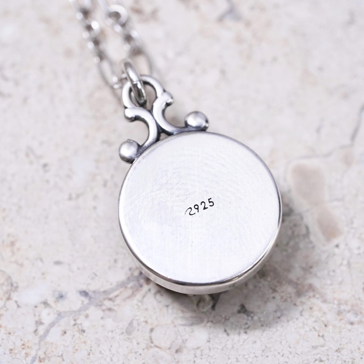 16”, vintage Sterling silver necklace, 925 figaro chain with compass pendant