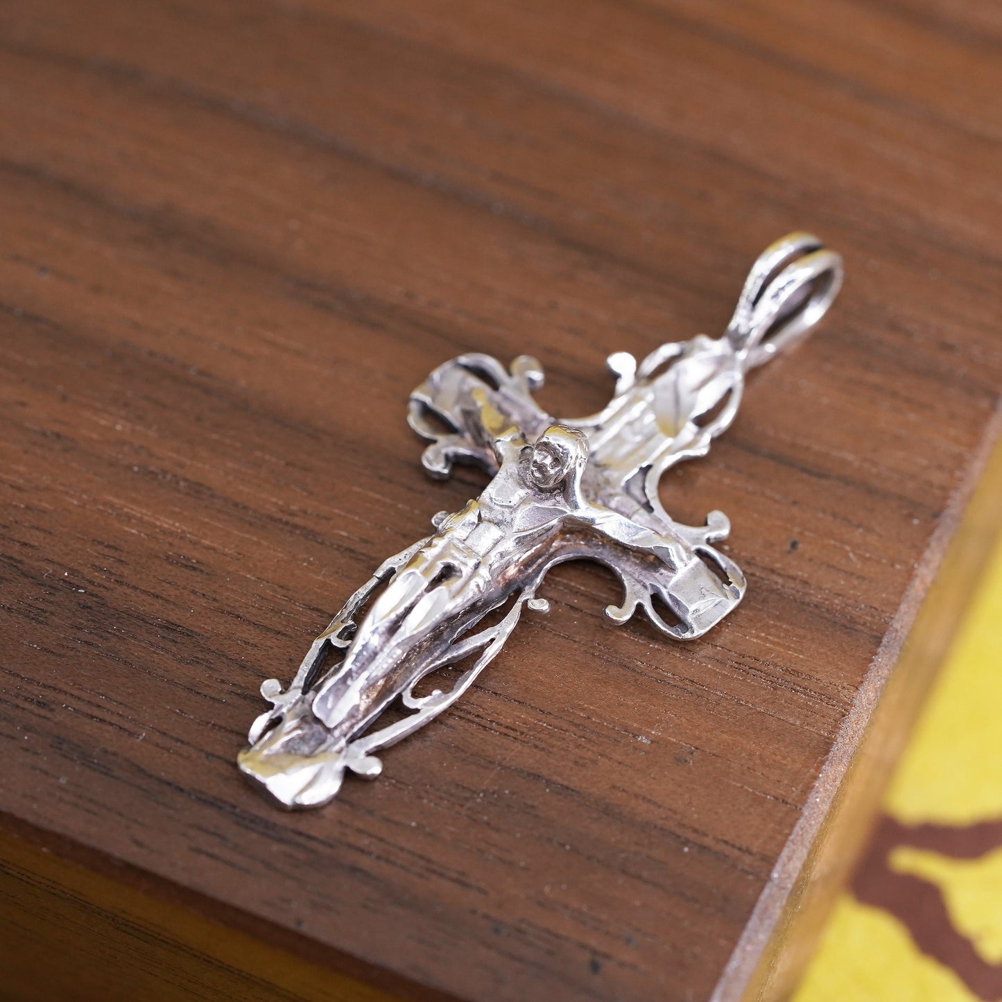 Vintage Sterling silver handmade pendant, 925 cross with Jesus