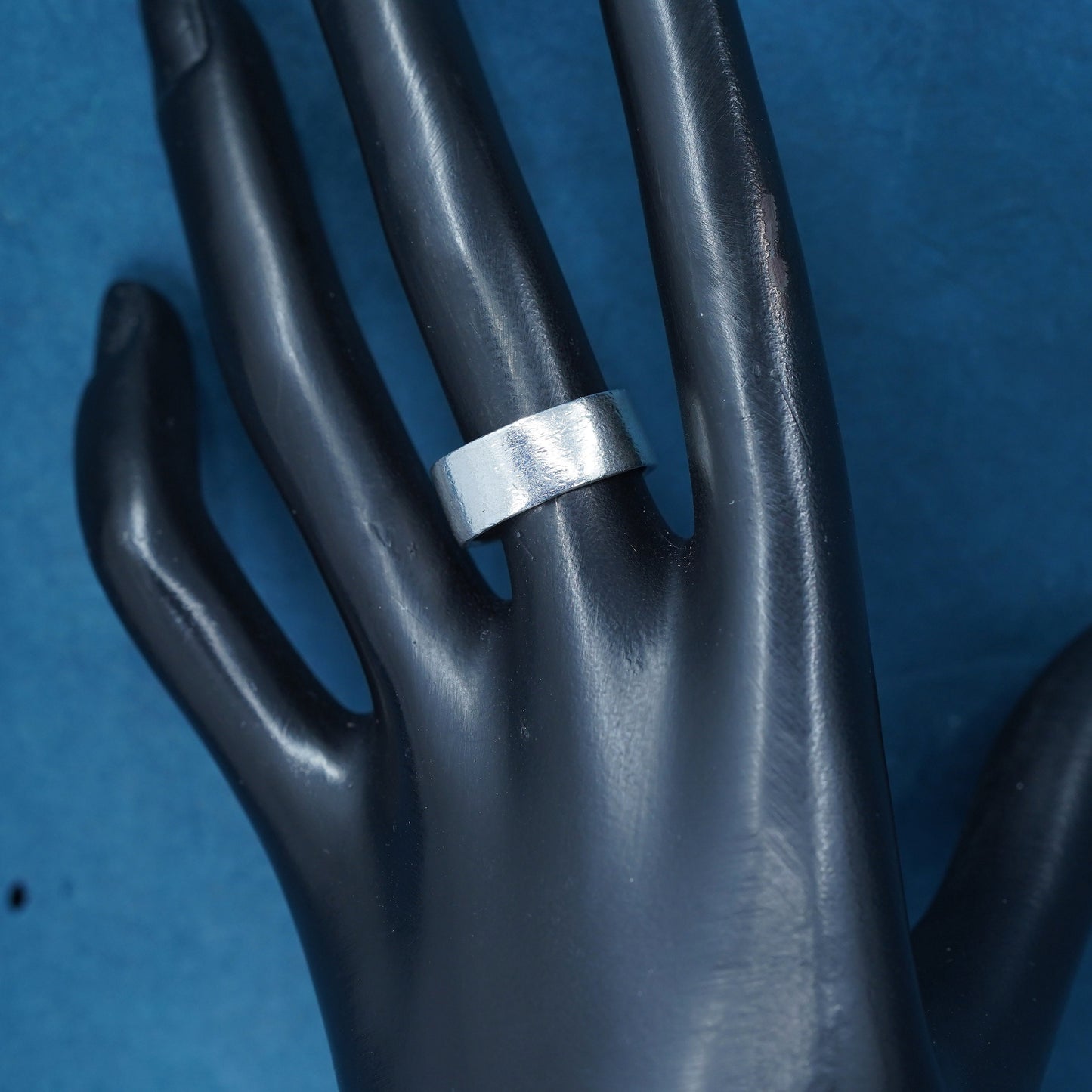 Size 7, vintage Sterling silver handmade ring, wide 925 band