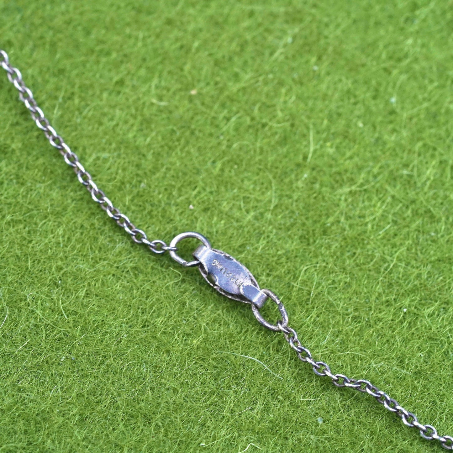 15”, Vintage Sterling silver necklace, 925 circle link chain with moon pendant