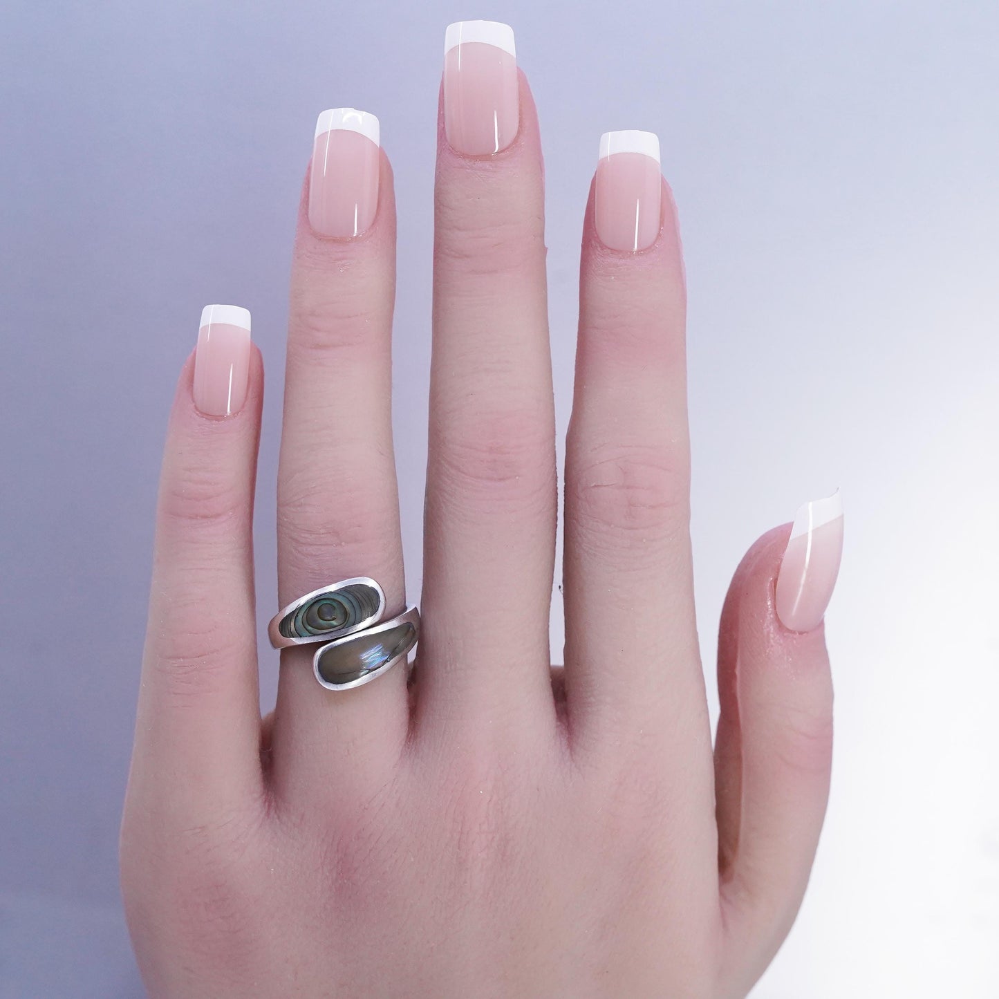 Size adjustable, southwestern vintage 925 silver handmade ring with abalone