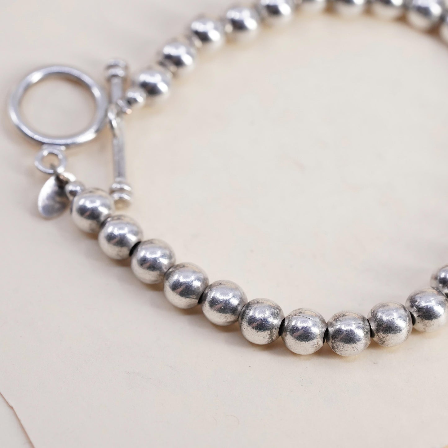 7”, Silpada 925 Sterling Silver Ball Bead Toggle Bracelet toggle closure, B0059