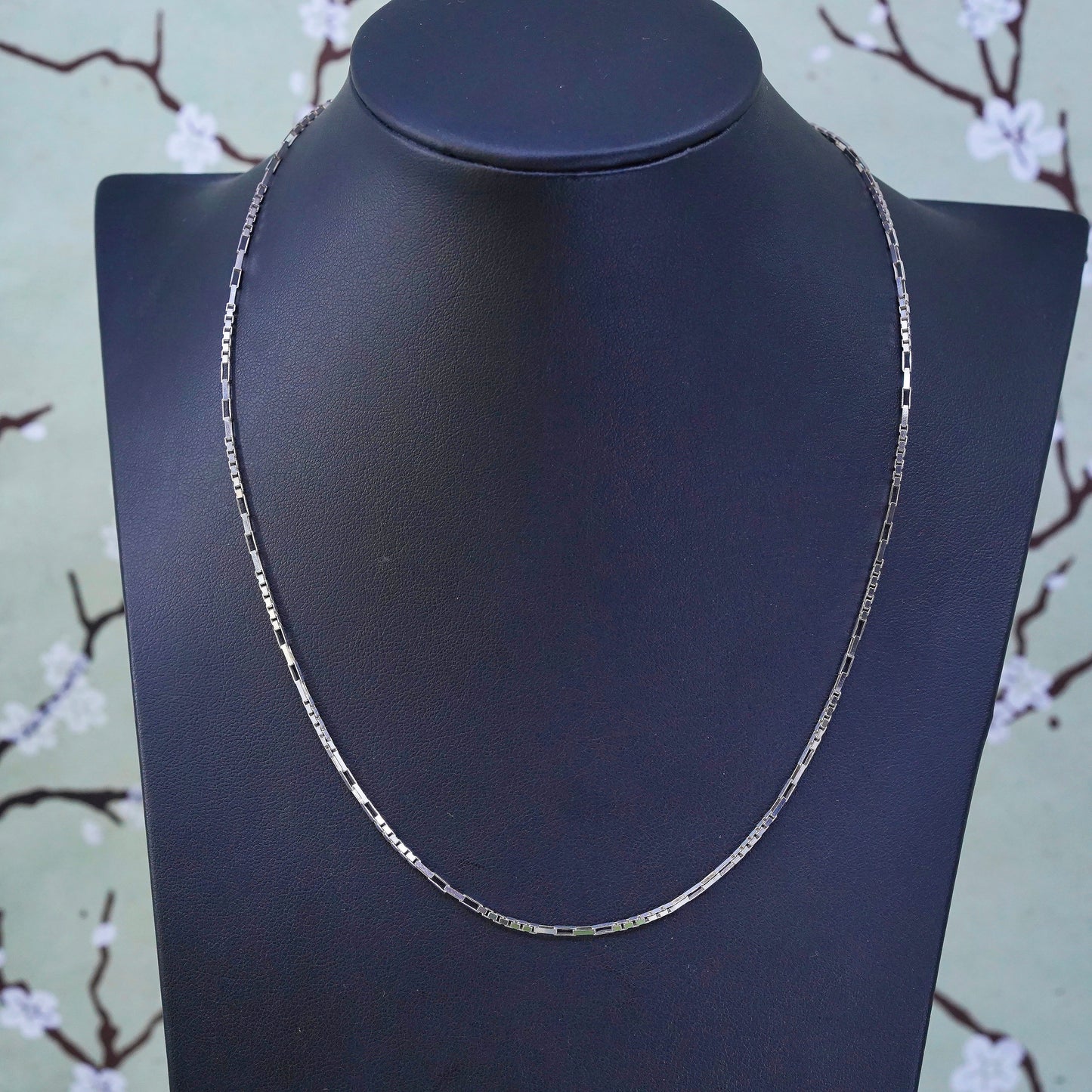 18", 1.6mm, vintage sterling silver box chain, 925 necklace