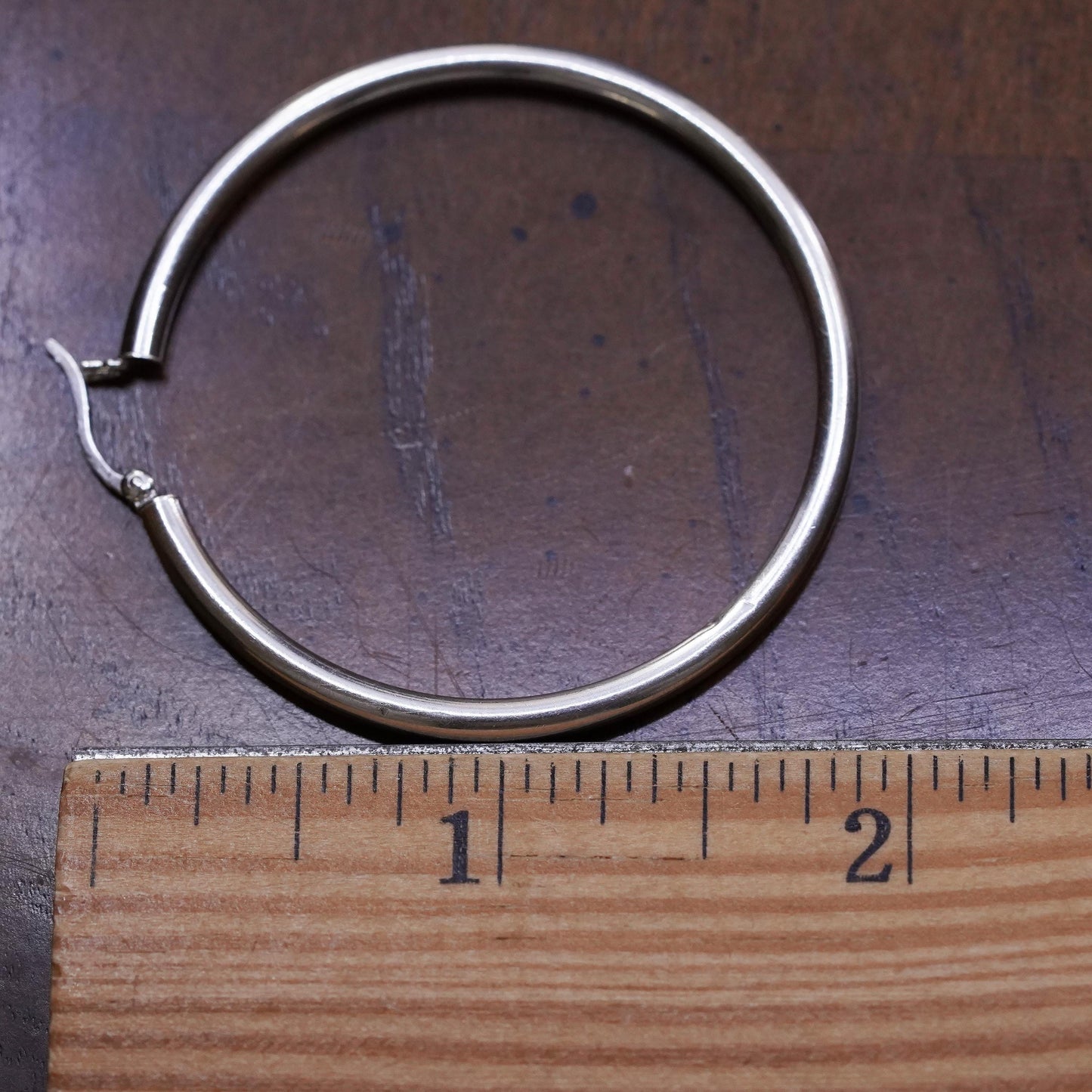 1.75", Vintage sterling silver loop single earring, thin hoop