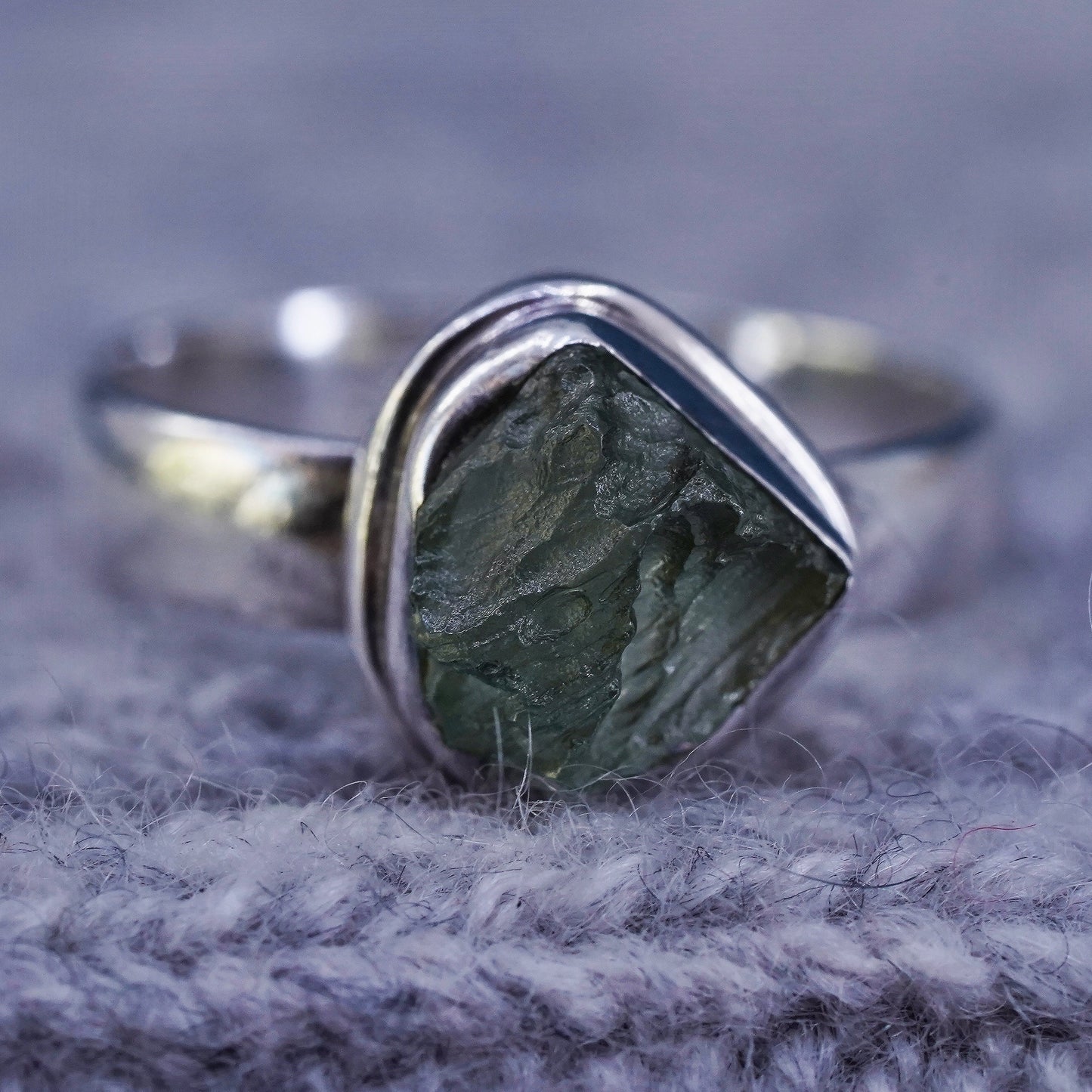 Size 5.25, vintage sterling 925 silver handmade ring with jade