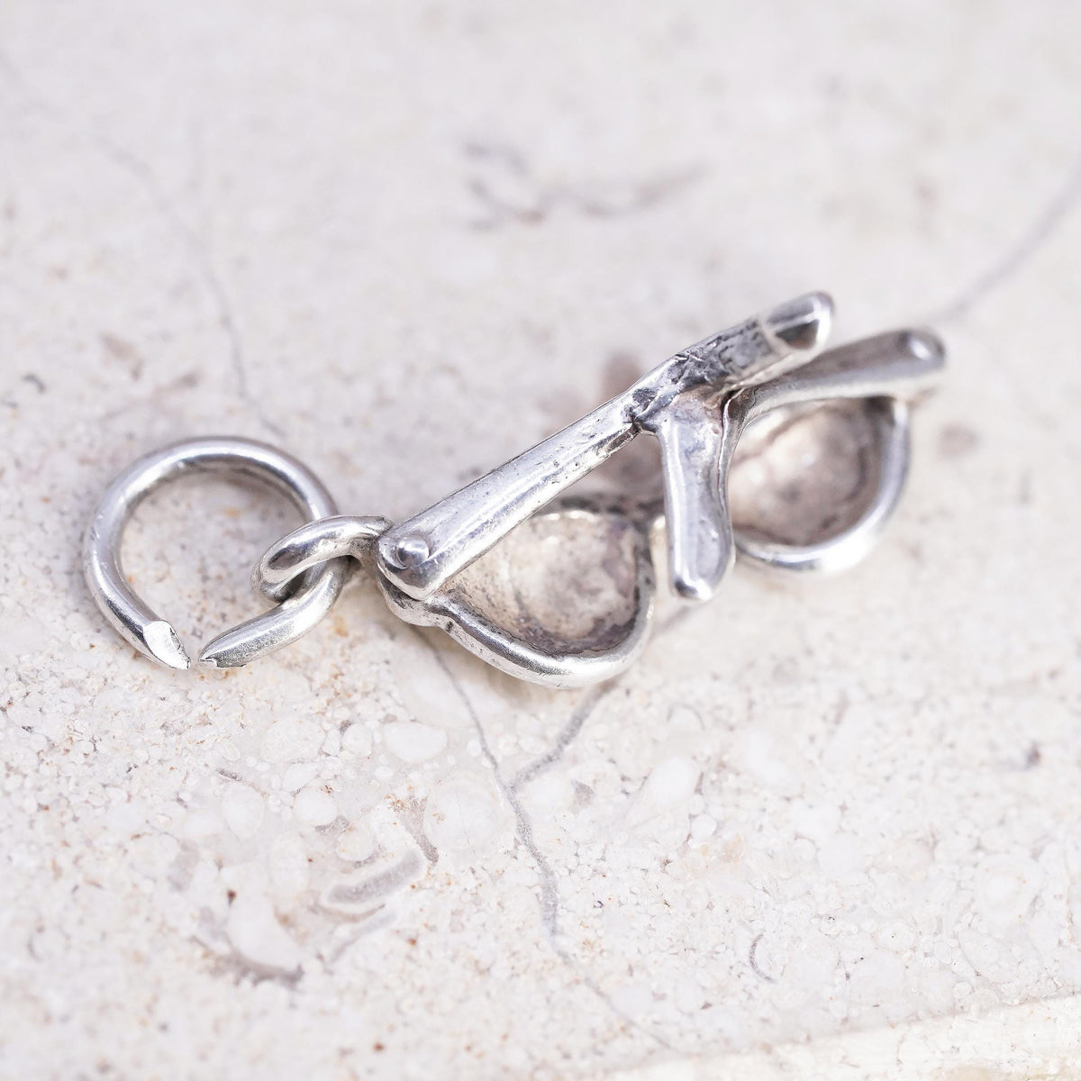 Vintage Sterling silver handmade pendant, solid 925 sunglasses charm