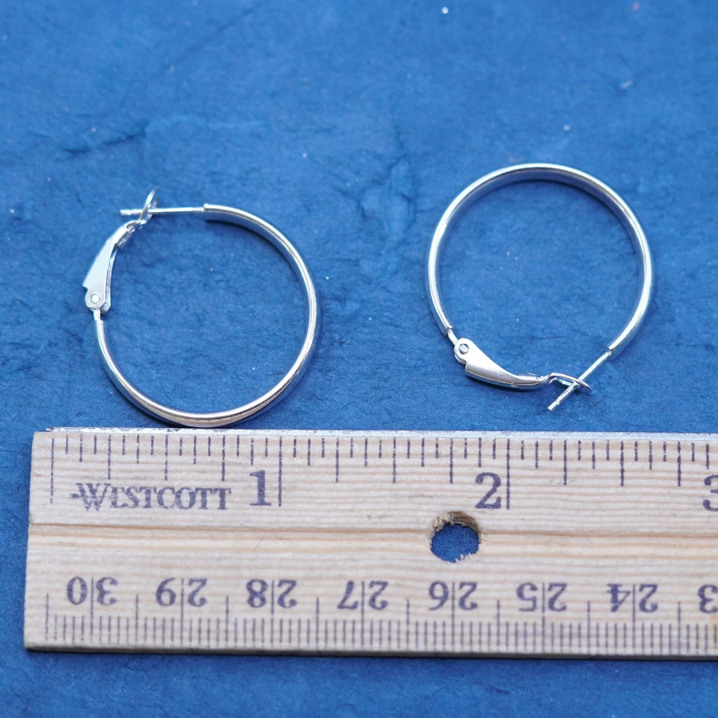 1”, vintage Sterling silver handmade earrings, 925 hoops