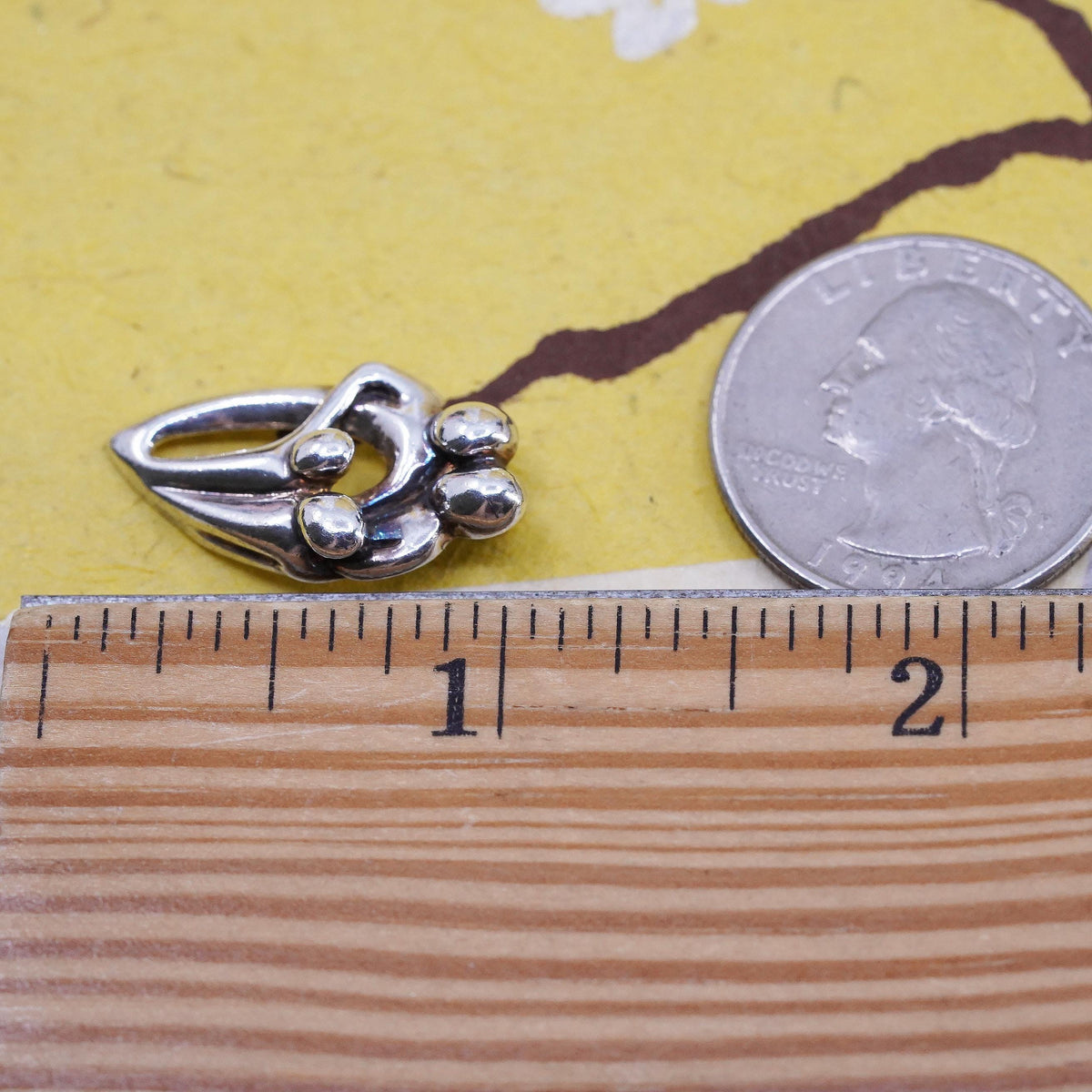 Vintage southwestern Shube sterling silver heart Pendant 925 Parents kids charm