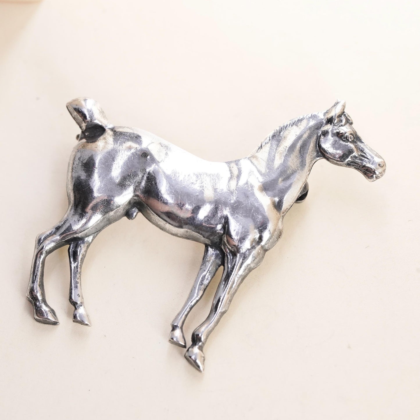 Vintage southwestern Sterling Silver Brooch 925 horse Pin, Statement Jewelry