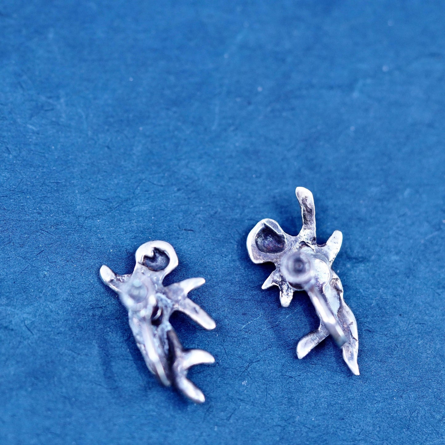 Vintage Sterling silver handmade earrings, 925 screw back Angel Jupiter