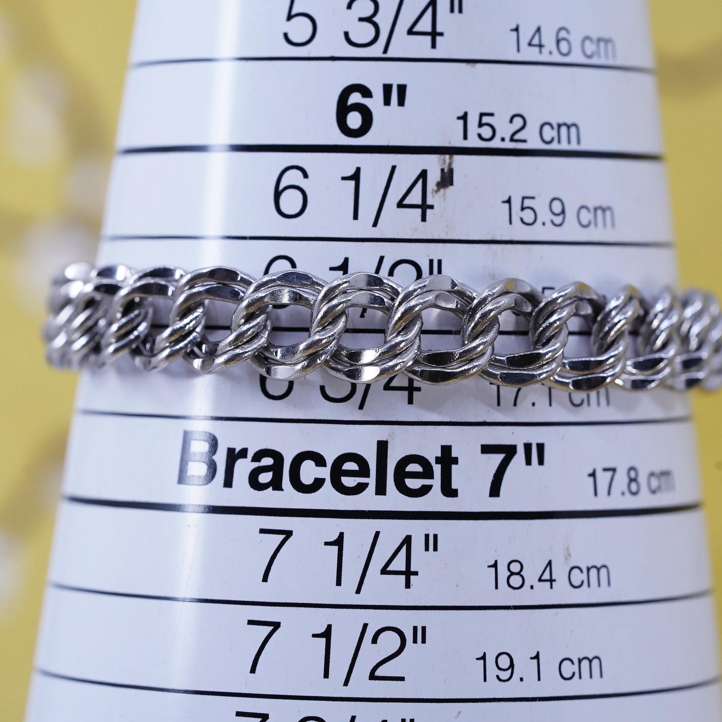 7.5", VTG JB Jacoby Bender Sterling silver double curb bracelet 925 charm chain