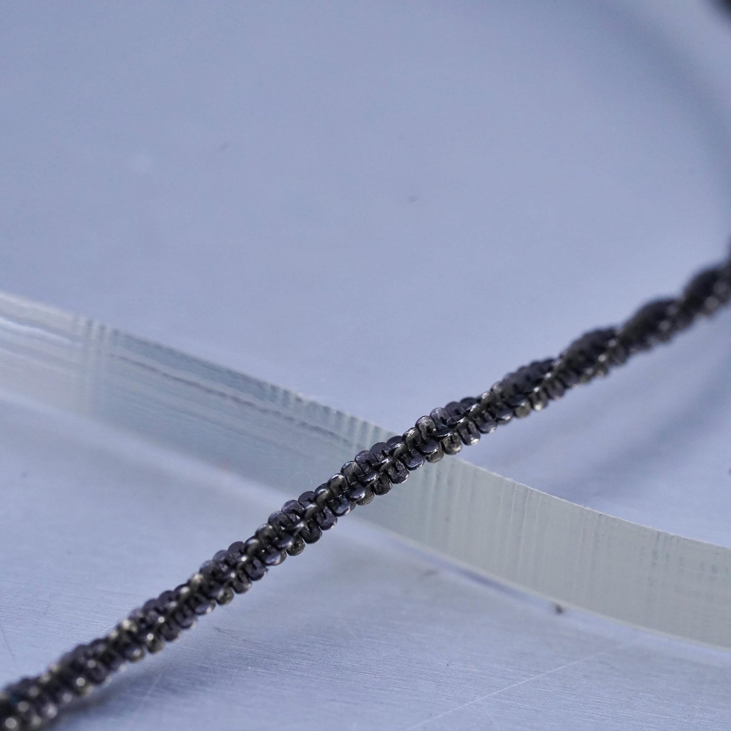 20", vintage Italian oxidized Sterling 925 silver twisted curb chain necklace