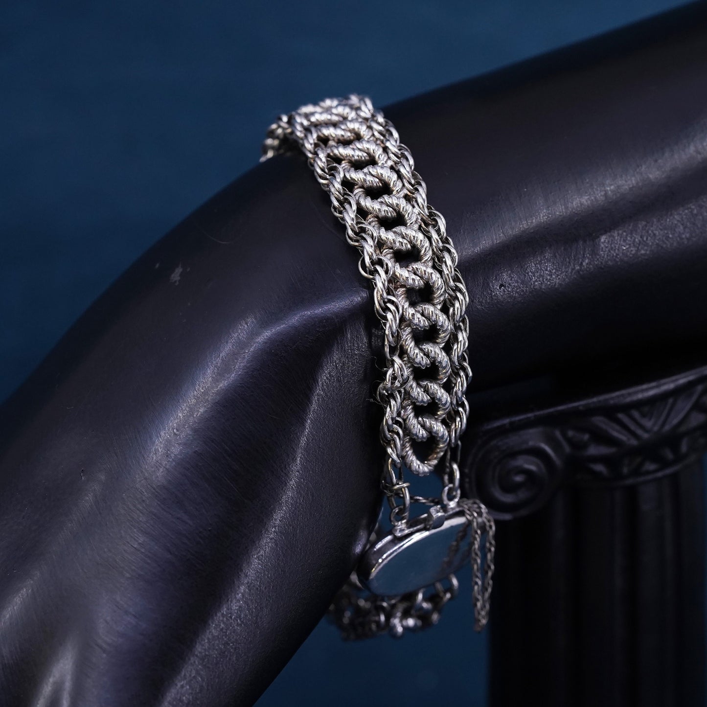 6.75" jewelry, sterling silver handmade multi-strands bracelet, 925 rope chain