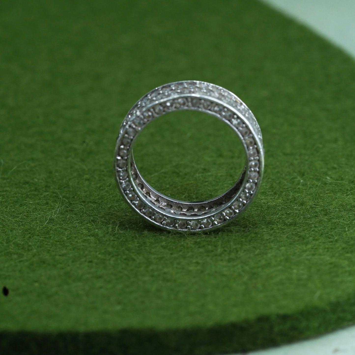 Size 7, vintage Sterling silver engagement ring, 925 band with cluster Cz