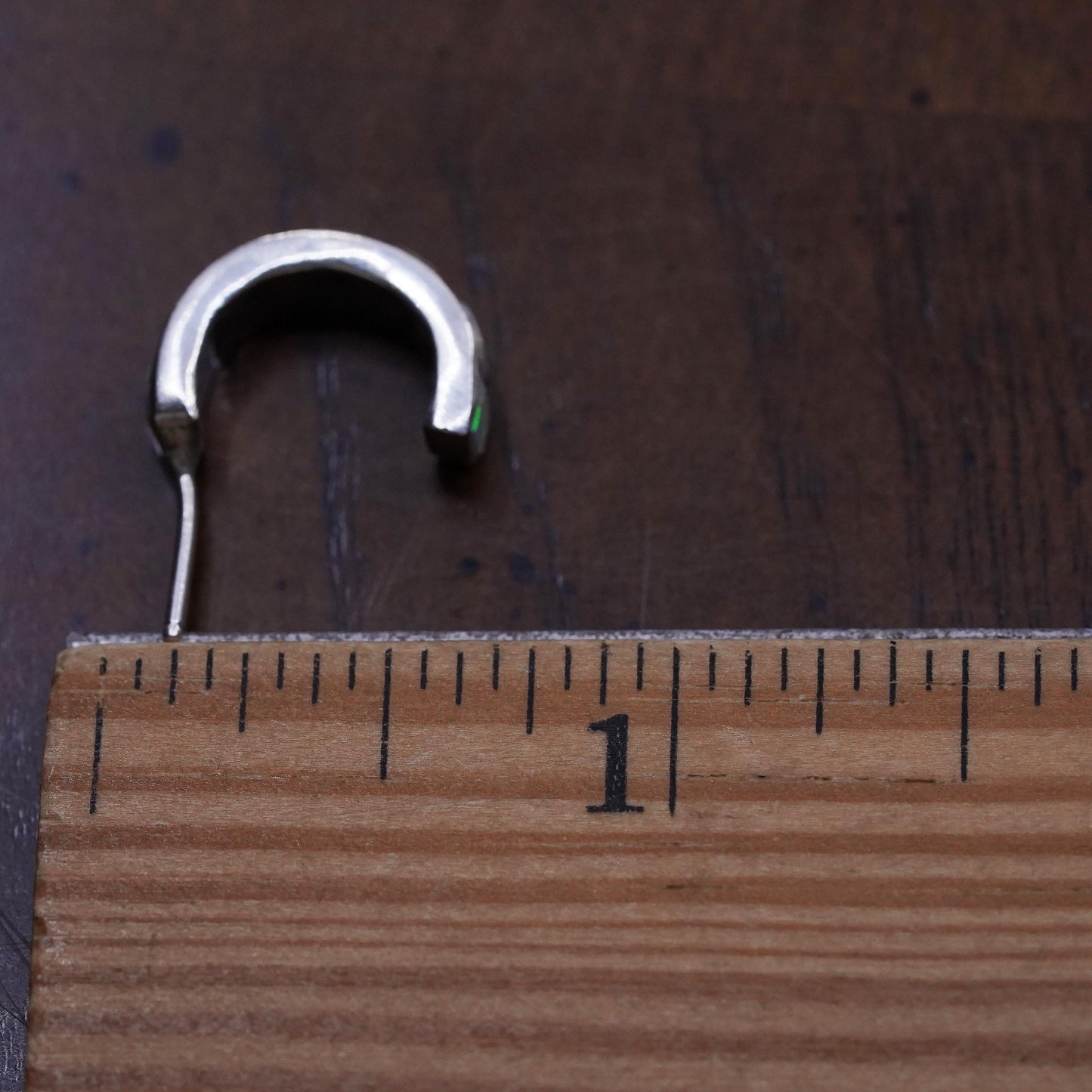 southwestern single earring. Sterling 925 silver huggie stud with opal inlay