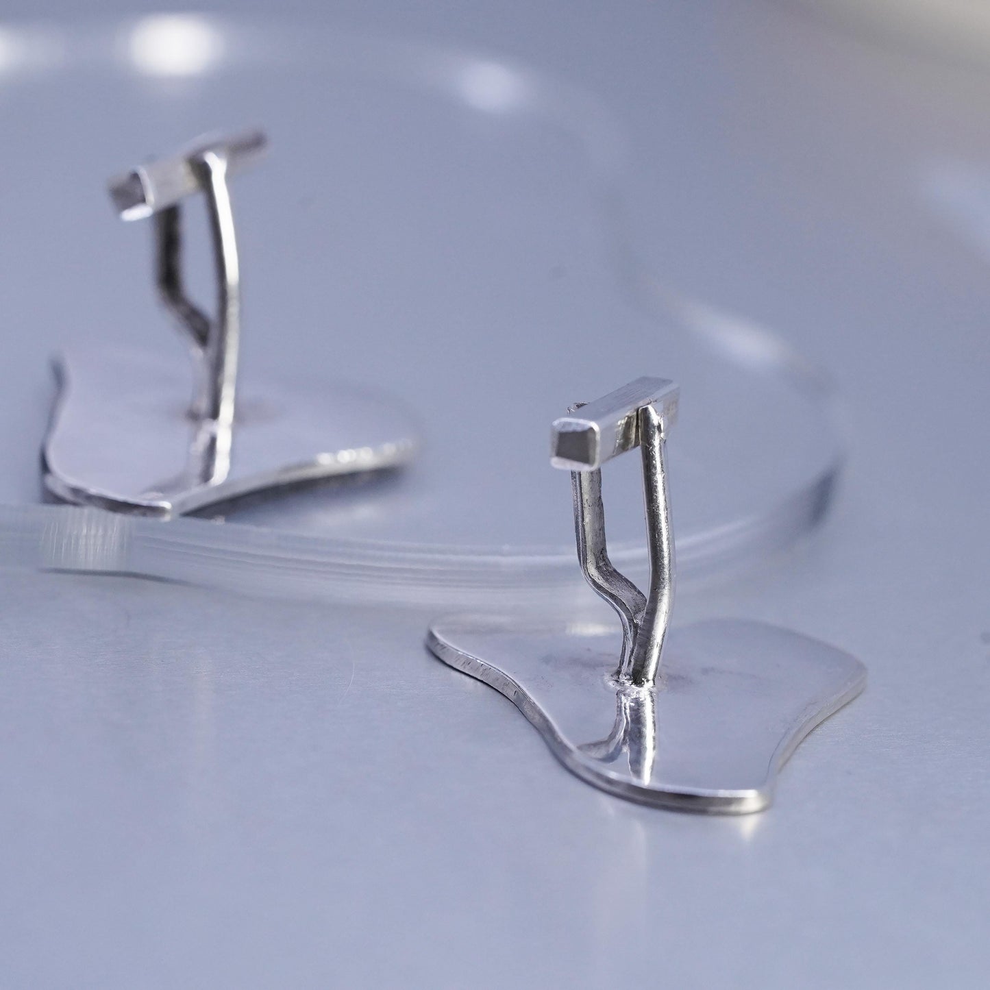 VTG Mexican Hecho En Sterling Silver 925 two tone modern Cufflinks cuff links