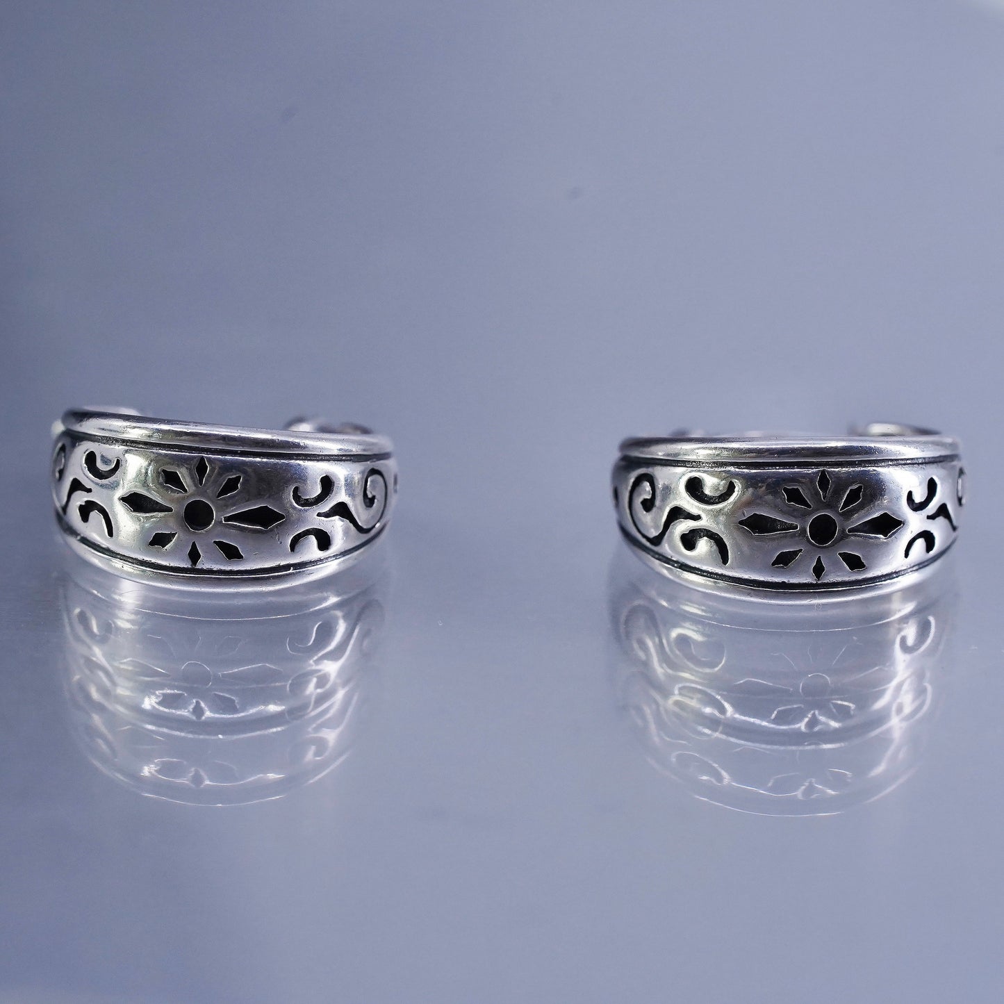 0.5”, vintage Sterling silver handmade earrings, 925 huggie hoops