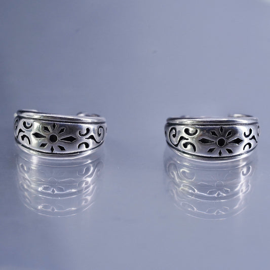 0.5”, vintage Sterling silver handmade earrings, 925 huggie hoops