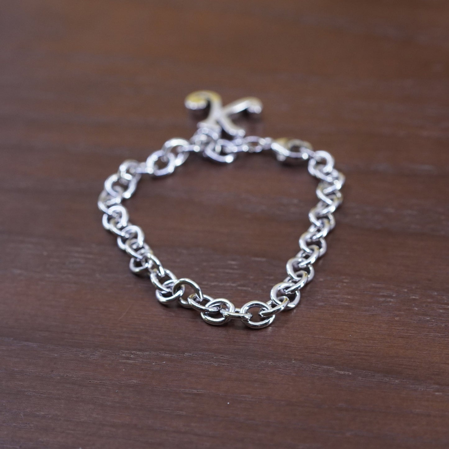 7” Prochain Sterling silver handmade charm bracelet, 925 bold circle link chain