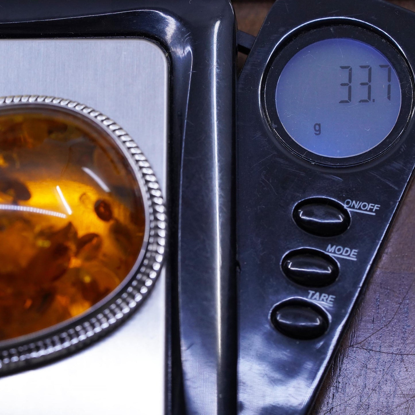 Vintage modern Sterling 925 silver handmade huge pendant with amber pendant