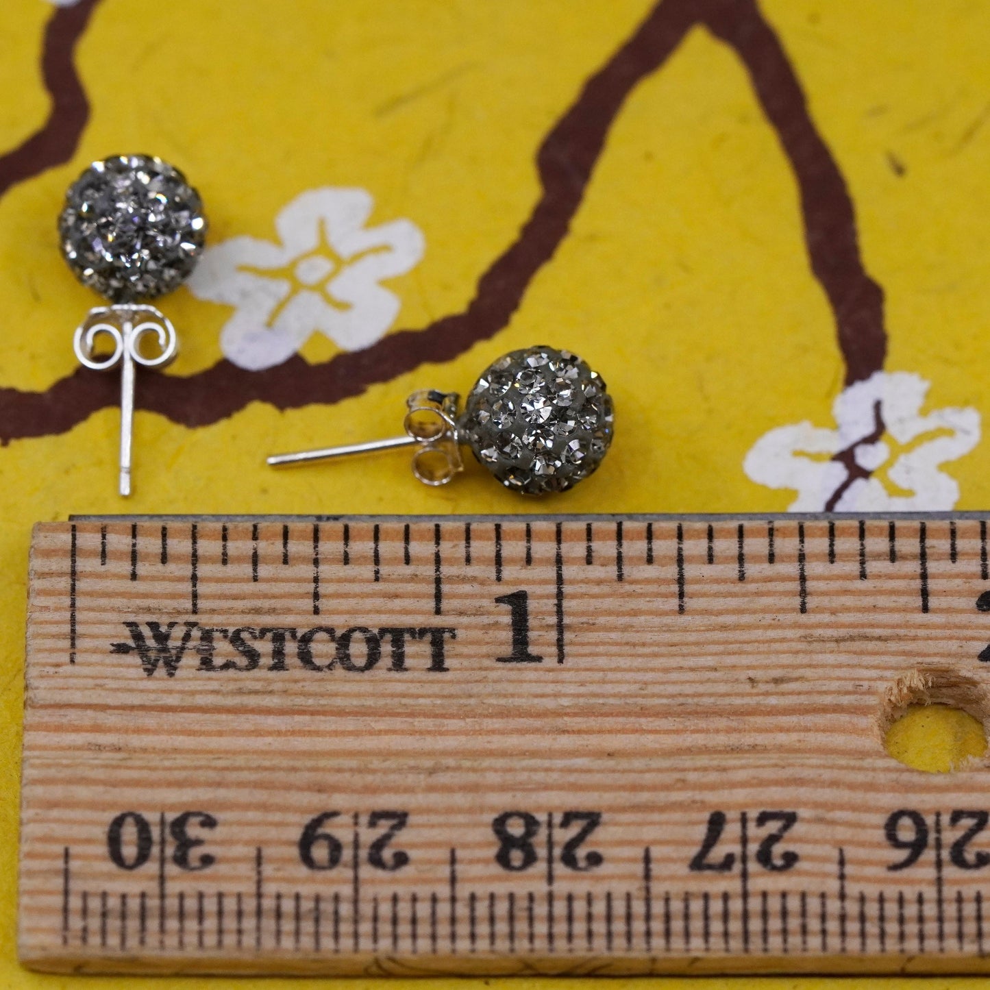 Vintage Sterling 925 silver cluster Cz studs, Swarovski earrings
