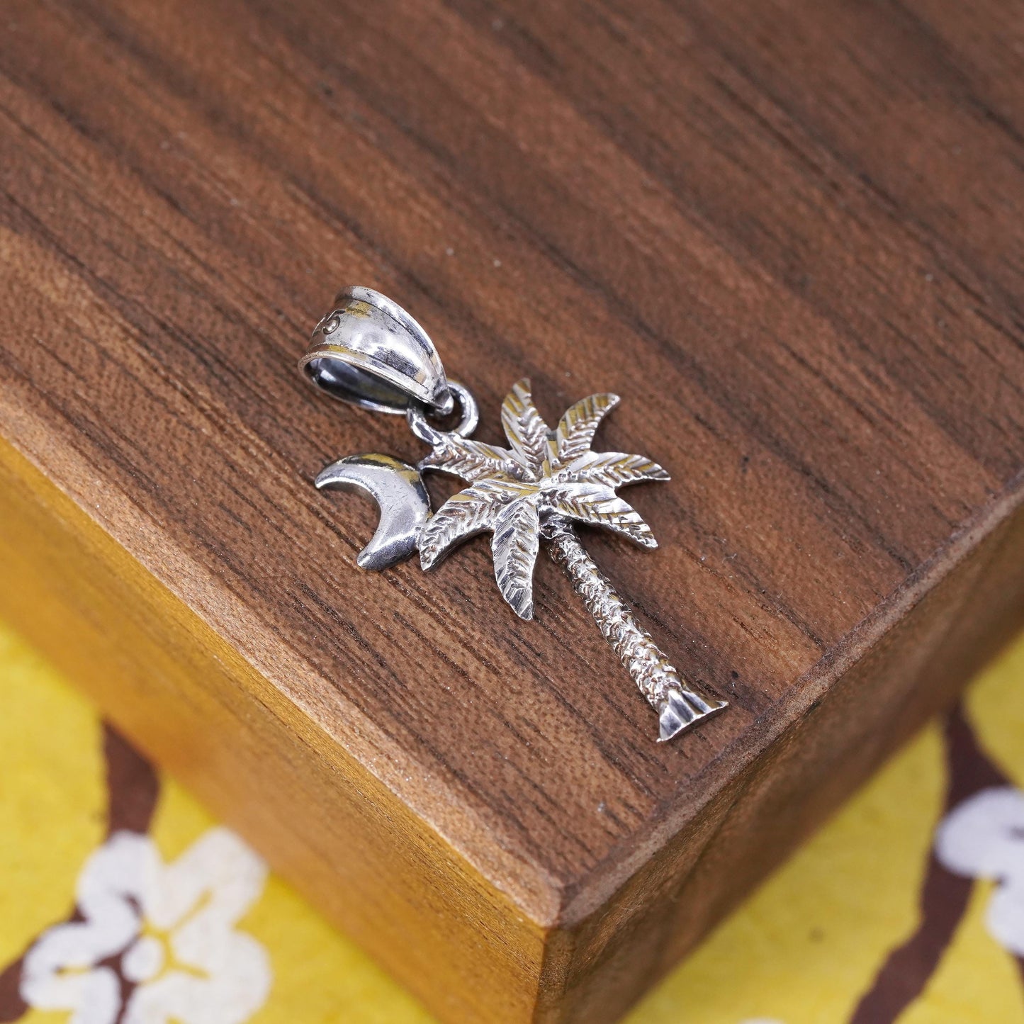 Vintage Sterling silver handmade pendant, 925 palm tree charm