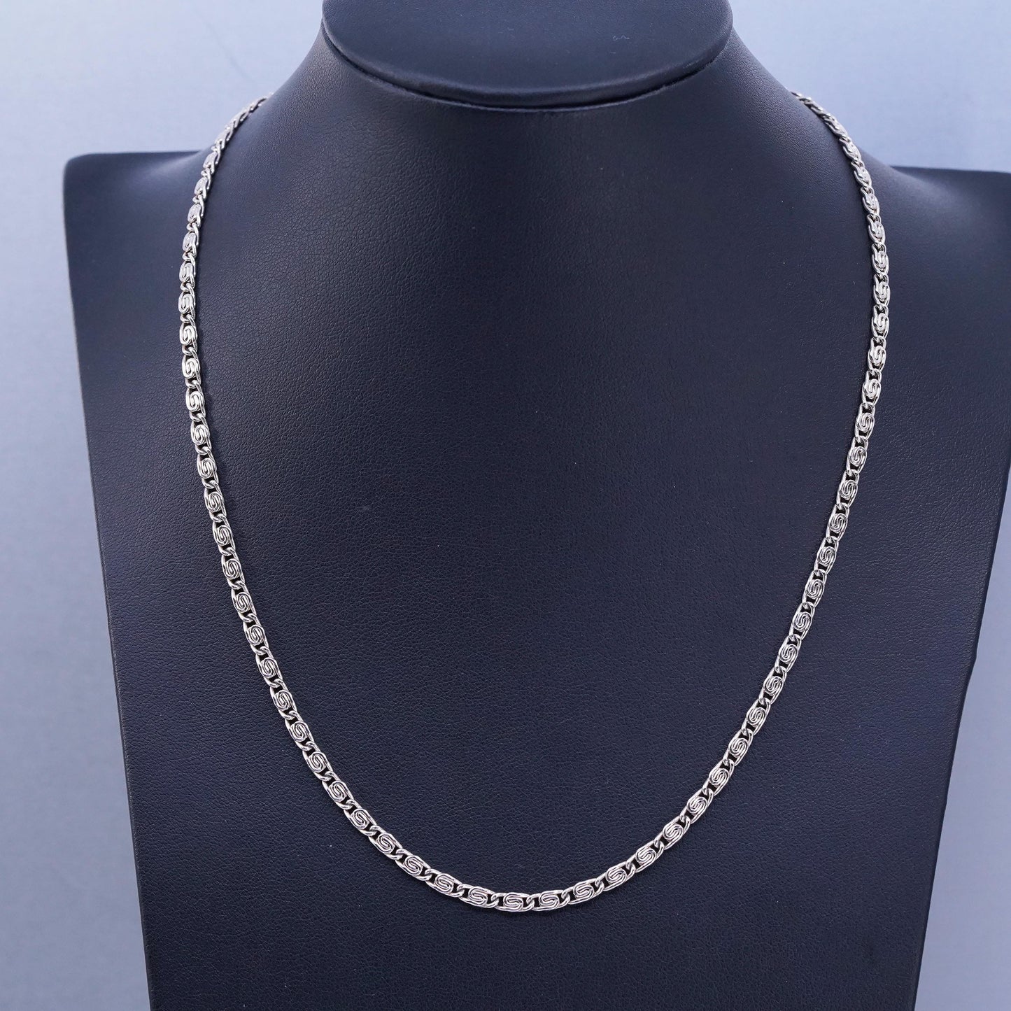 18” 3mm, vintage German Sterling 800 silver flatten curb chain necklace