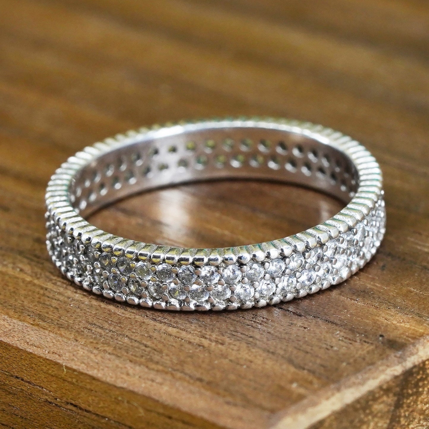 Size 9, vintage Sterling silver ring, 925 band with cz