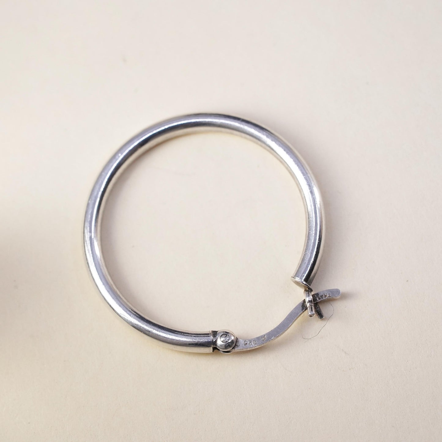 1”, Vintage sterling silver loop single earring, minimalist primitive hoop