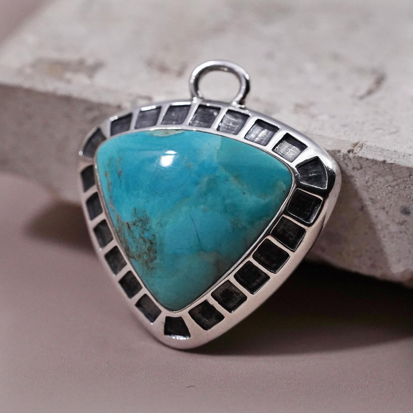 Vintage Barse Sterling 925 silver handmade pendant with triangular turquoise